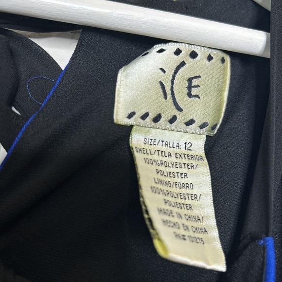 ICE Black Blue and White Elastic Waist Tie Back Handkercheif Hem Dress 12 - Picture 11 of 11